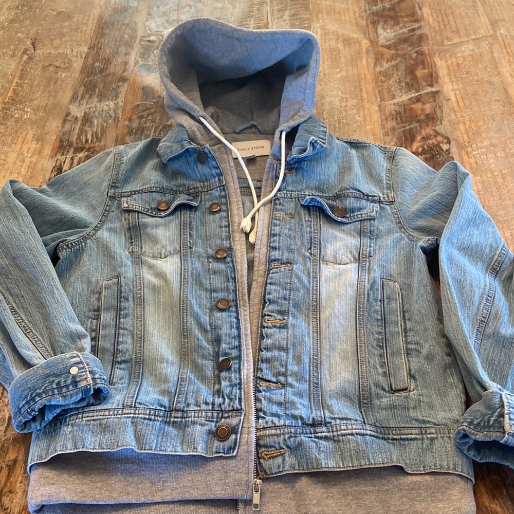 Mens denim hooded jacket